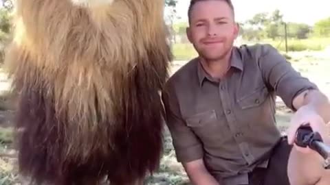 Lion and his Human friend