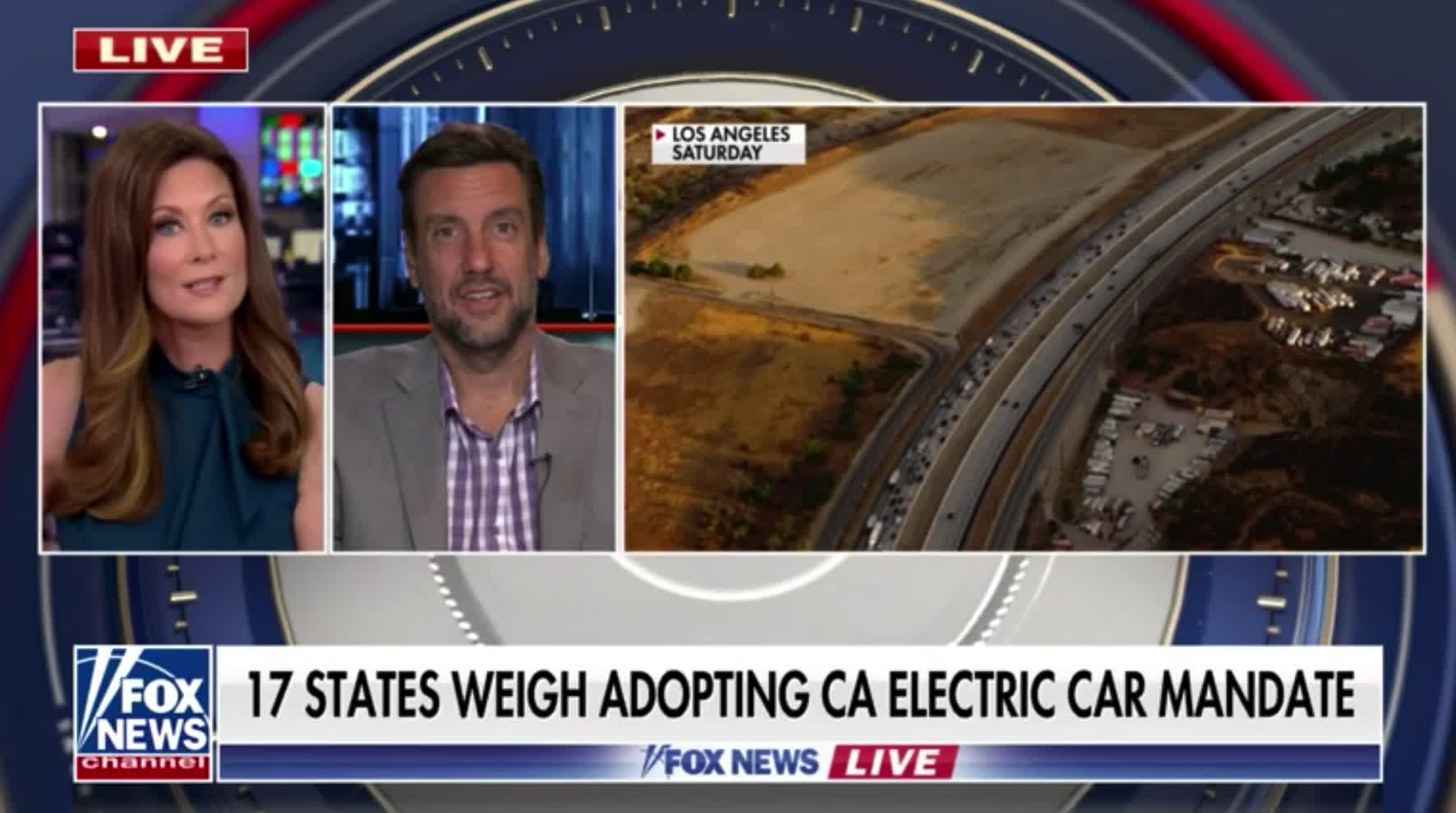 Clay Travis talks about what the switch to electric vehicles in California might mean for people who try to drive out of the state