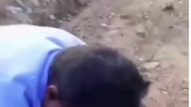 The monkey had a heart attack on the road. The man came and saved the monkey