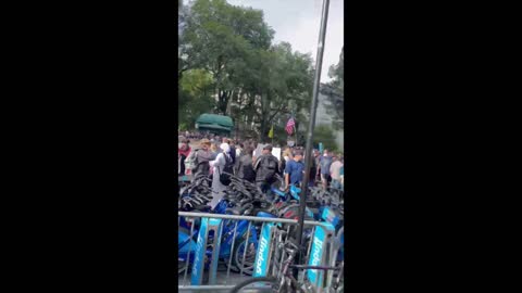 F Joe Biden by workers on Brooklyn Bridge II