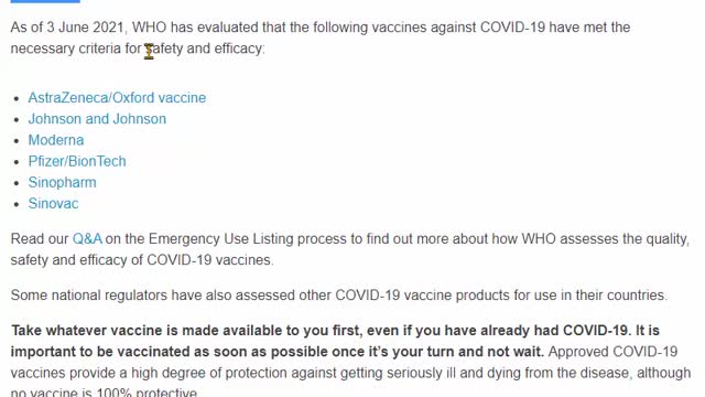 WHO vax advise page corrections, lol