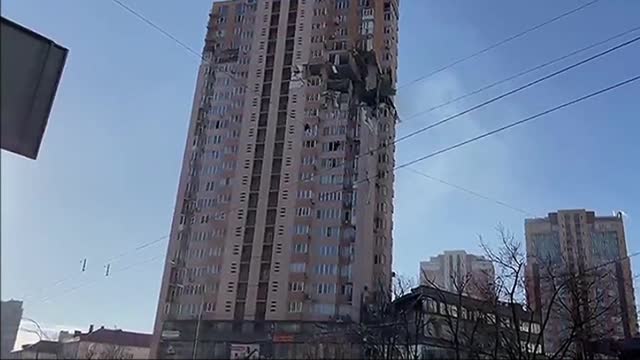 Russian missile hits residential building in Ukrainian capital Kyiv as fighting rages