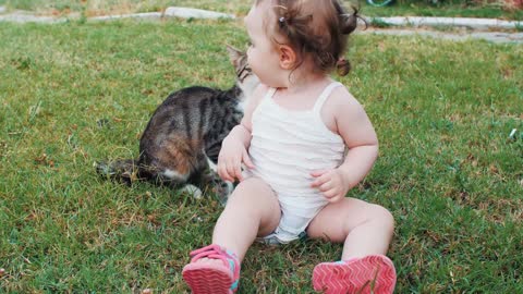 Baby and Cat Playing...!!!