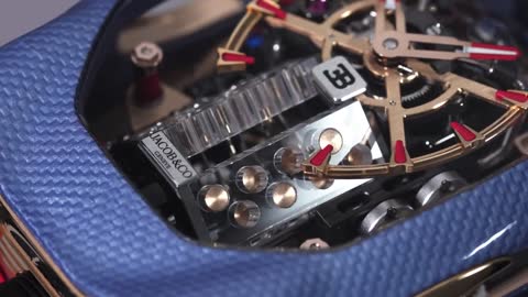 The Jacob & Co. Bugatti Chiron Light Blue Carbon Fiber Pattern