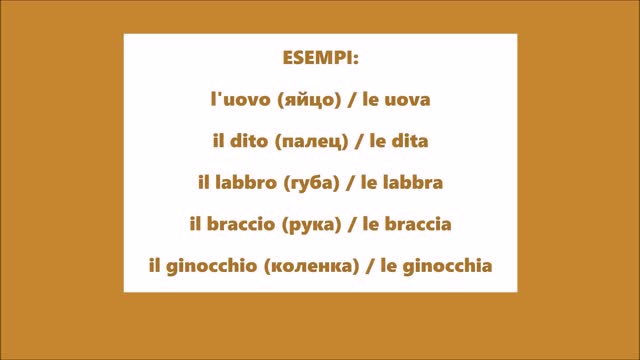 Le eccezioni - I nomi MASCHILI con il plurale FEMMINILE