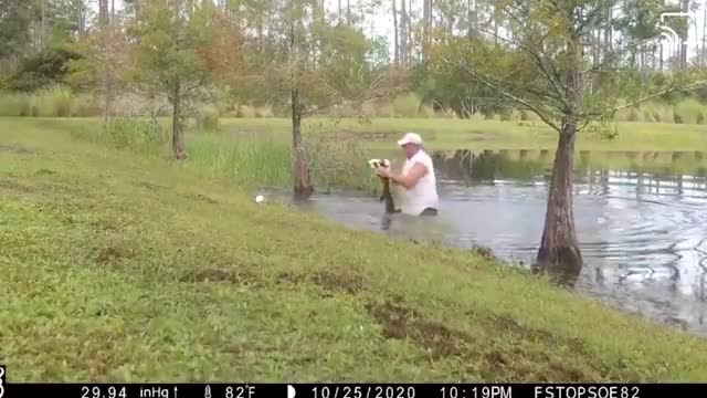 Florida man saves puppy from an alligator by pulling its jaws apart