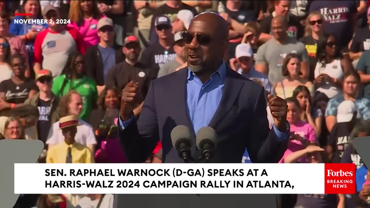 Raphael Warnock Encourages Atlanta Rallygoers To Get Out The Vote- Georgia Saved The Country