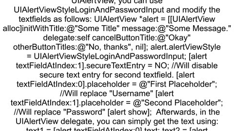 iOS multiple text fields on a UIAlertview In IOS 7