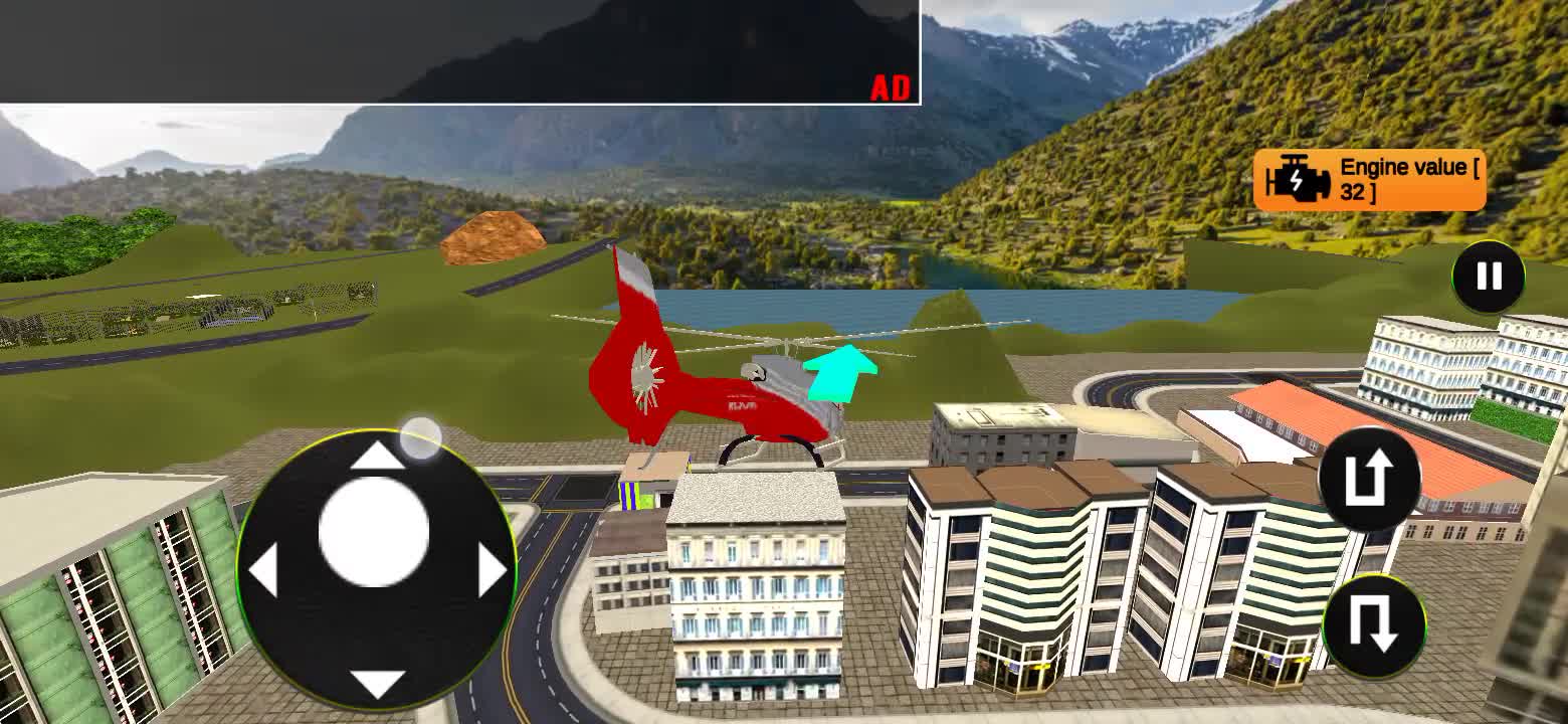 Helicopter ready to fly at Helipad games with 3D features and graphics at Games Nitoriouse on Rumble