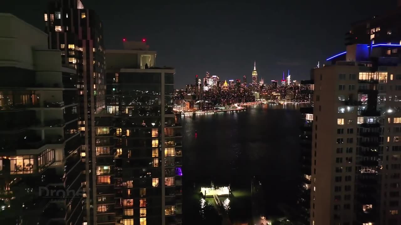 Williamsburg Night Aerial Drone