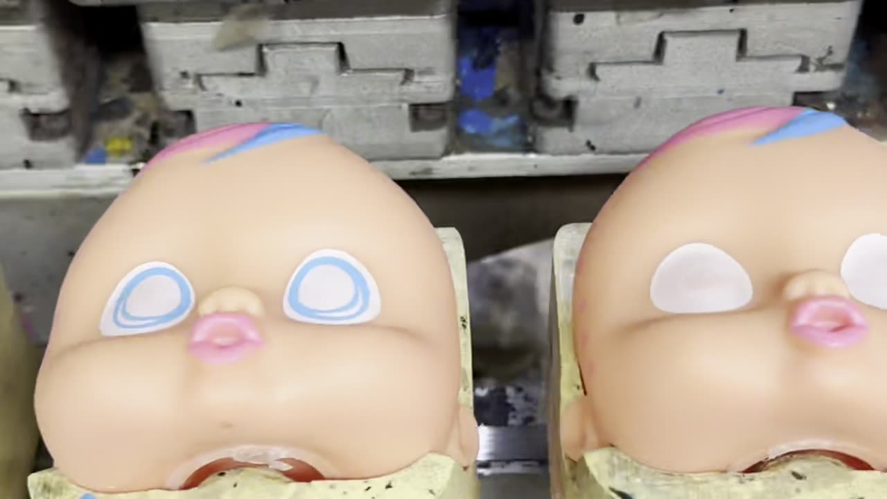 Doll Heads Get Painted at the Factory