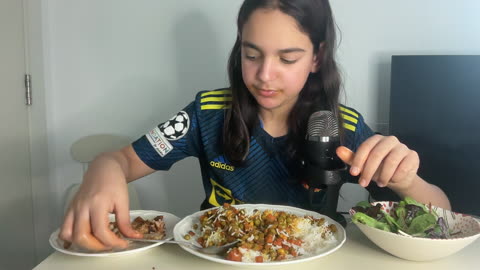 Vegetable curry with tandoori chicken mukbang | ASMR