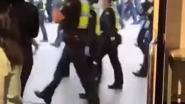 Police at corona protests in Melbourne Australia, 2021