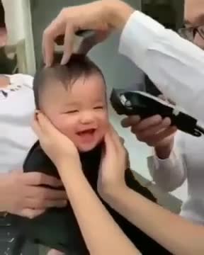 Baby hair cut Try not to laugh
