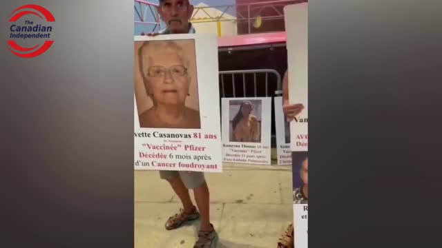 Watch: The French protest with images of loved ones lost to the vaccine.