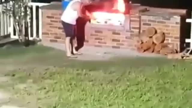 house fire, set himself on fire