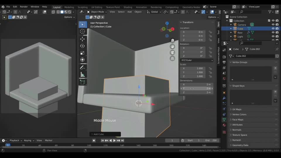 Create a new cube for the base