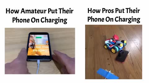 Amateur vs pros putting their phone charge😎