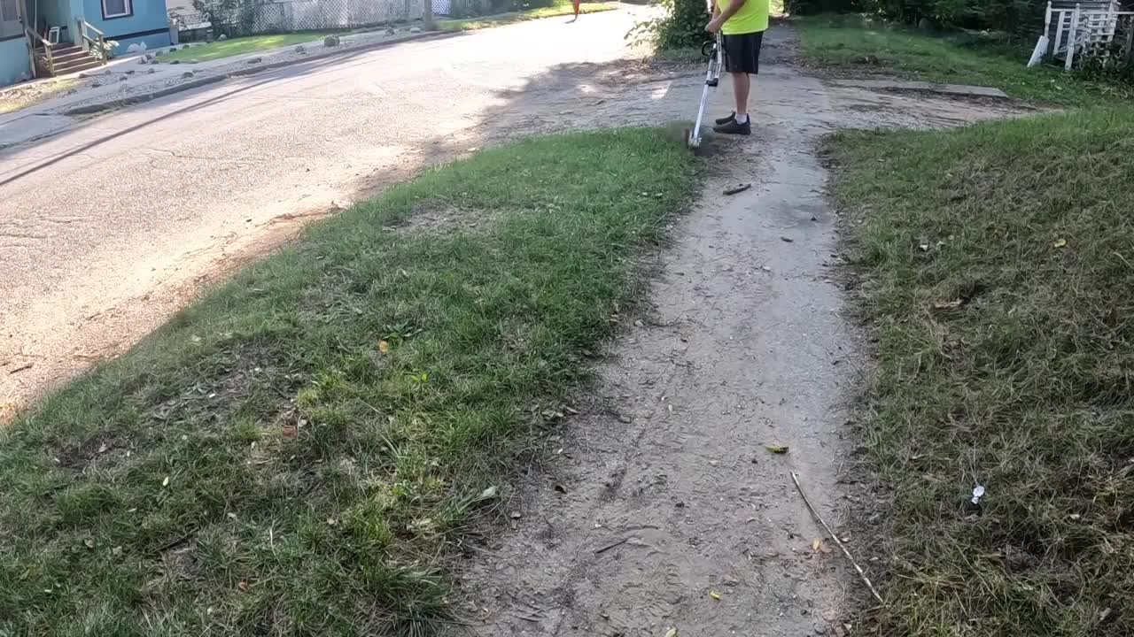 Hidden sidewalks are full of weeds.