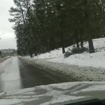 Big Bear Lake .Snow cleared roads.