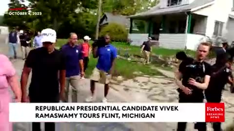 GOP Presidential Candidate Vivek Ramaswamy Tours Flint, Michigan