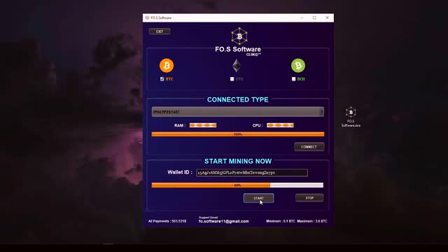 Let's learn and earn BTC - ETH - BCH 700$ With FO.S Software in a minute. Best Mining Machine