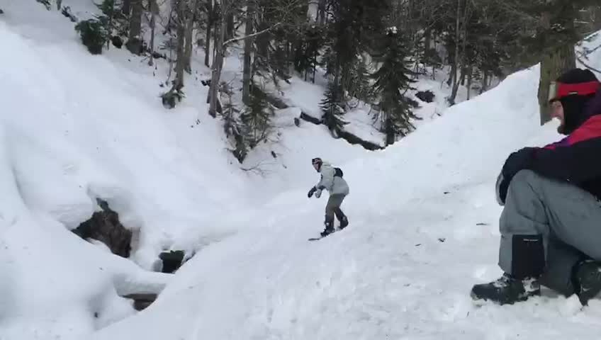 Freezing Finale to Snowboarding Trick Attempt