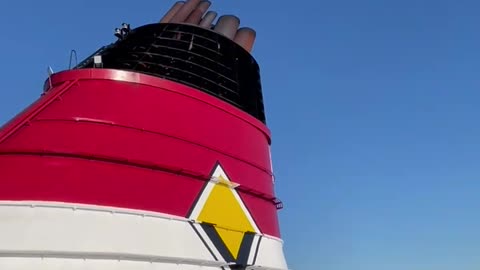 Above the roof of a 16-storey ship