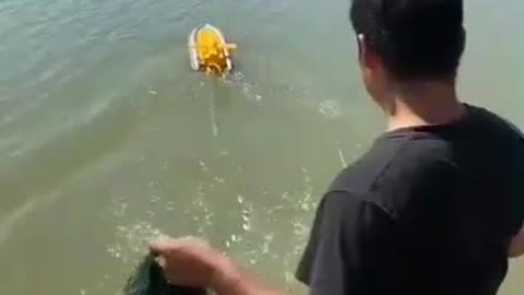 Amazing net fishing in the river.
