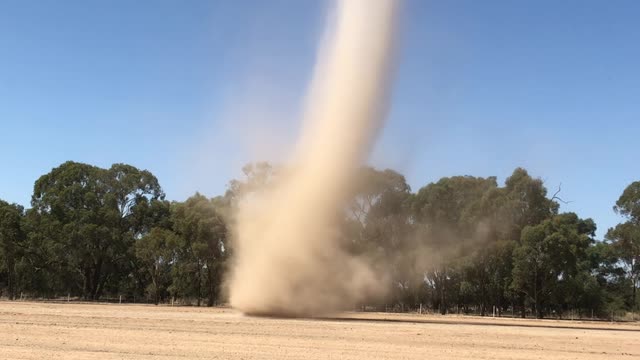 Dust Devil Slowly Moves Across Pasture