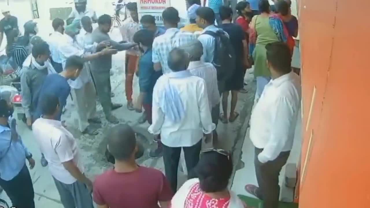 Dangerous! Mother distracted by her phone and baby fall down manhole