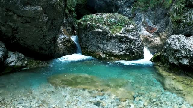 Beautiful waterfall in the mountains