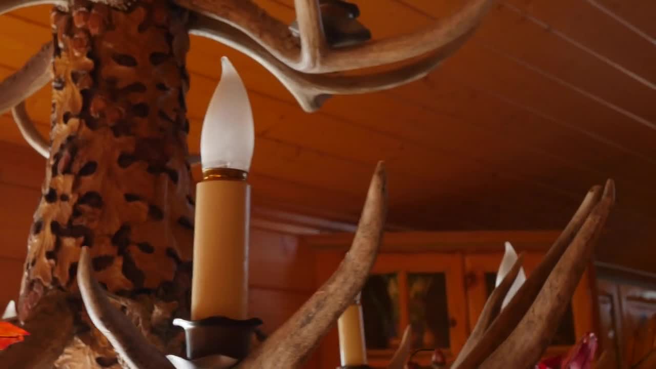 Beautiful hand carved deer antler chandelier