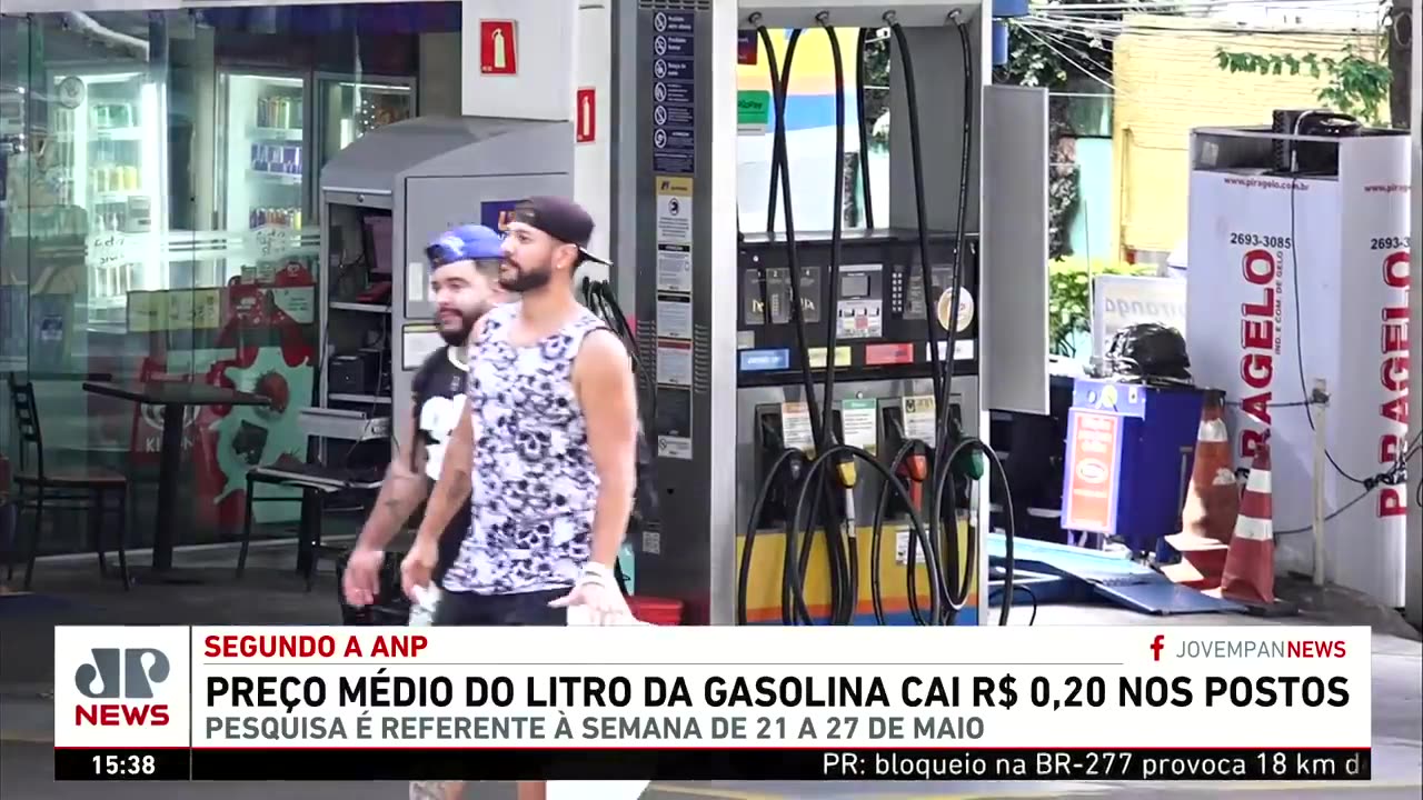 Preço médio do litro da gasolina cai R$ 0,20 nos postos