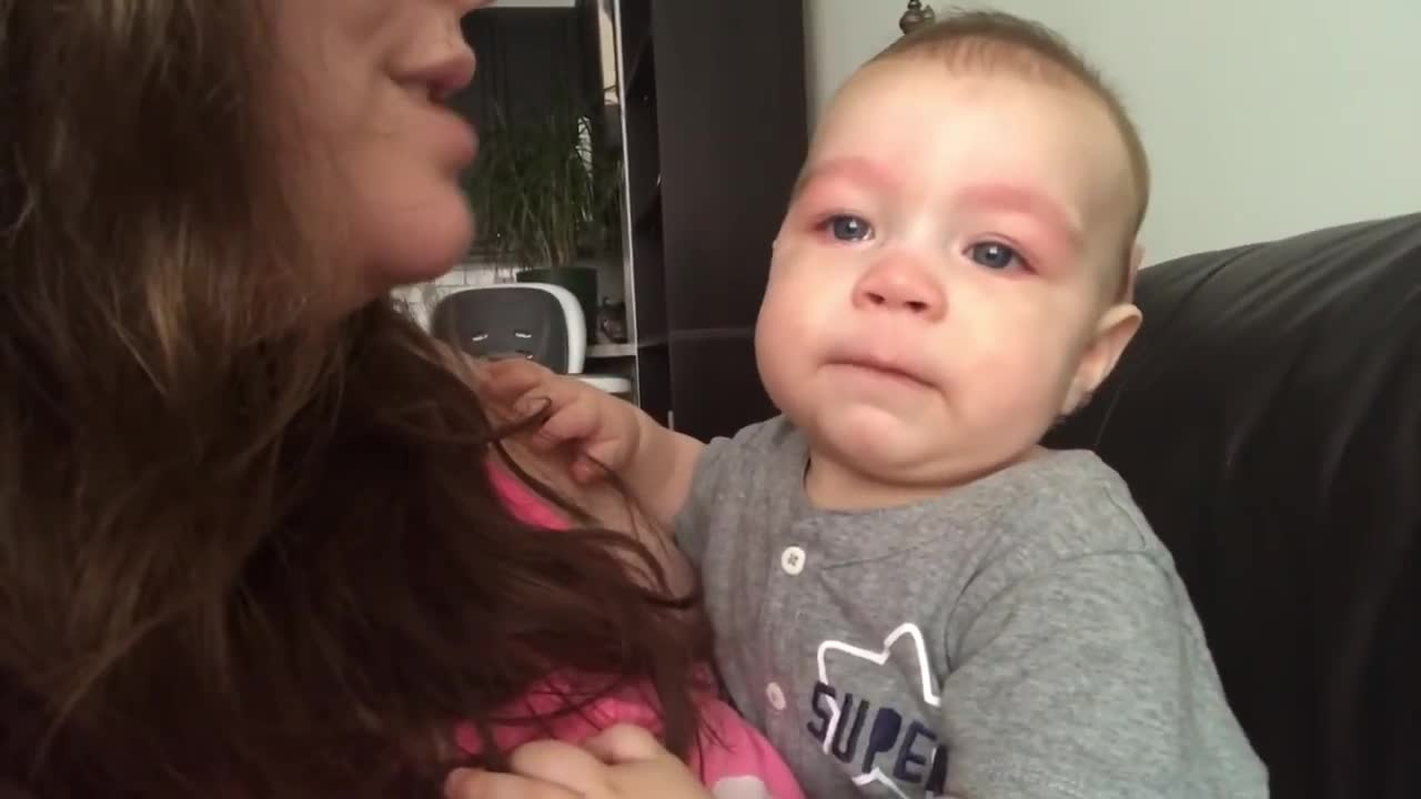 Baby Gets Emotional When Mom#Sings