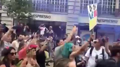 London Protest June 26, 2021singing Pink Floyd "Leave those kids alone!"