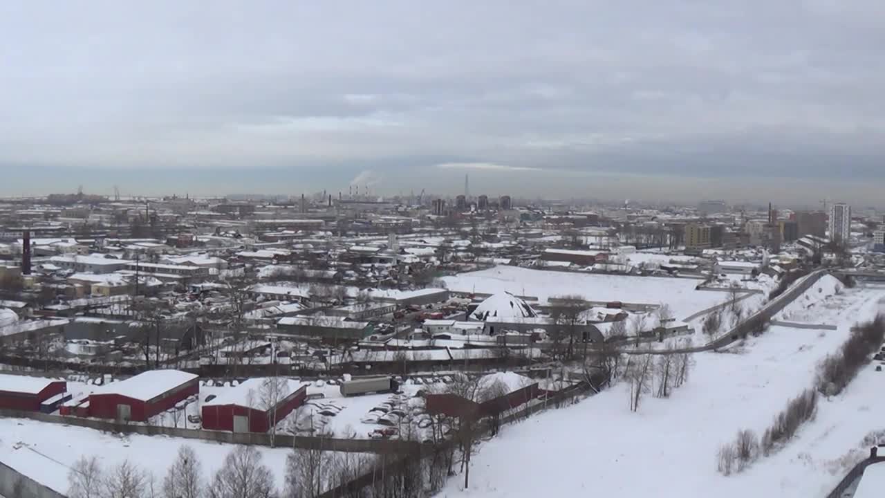 Industrial view of St. Petersburg from the 18th floor