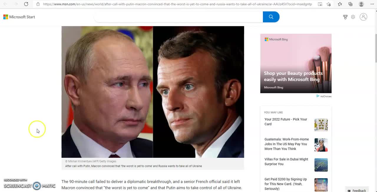 ANTICHRIST NEWS - Putin, Macron convinced that the worst is yet to come and Russia wants to take all