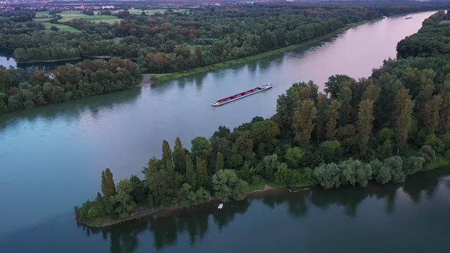 Camp on the Rhine. Drone 4K