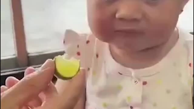 Baby Eating Lemon for First Time 😄😍 Funny Video