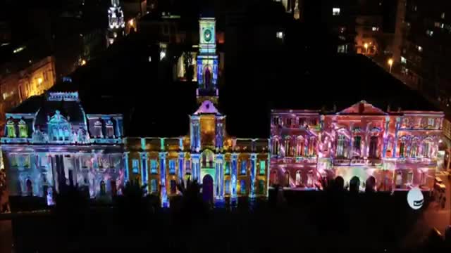 Aerial view of Fiesta de la luz in Santiago, Chile