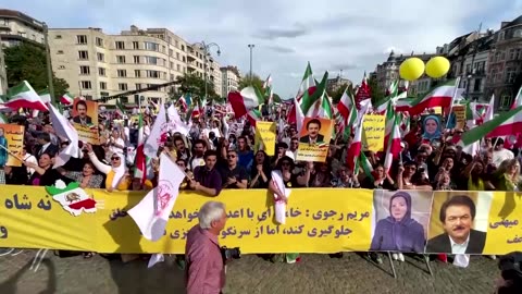 Protesters in Brussels commemorate Iran's Mahsa Amini