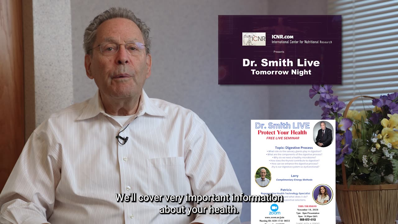 Dr. Smith Live Tomorrow Night. Topic: Digestive Process