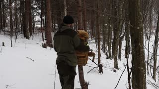 Winter Bushcraft Shelter. Overnight in the forest