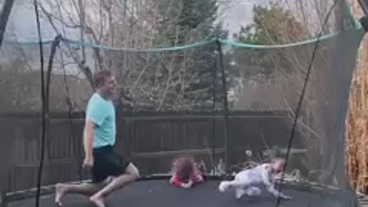 Guy Launches Child Into Air On Trampoline!