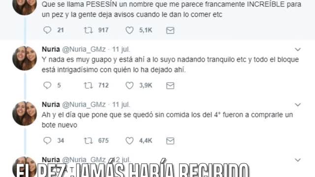 Mujer deja una nota a su vecinos junto a su pez.