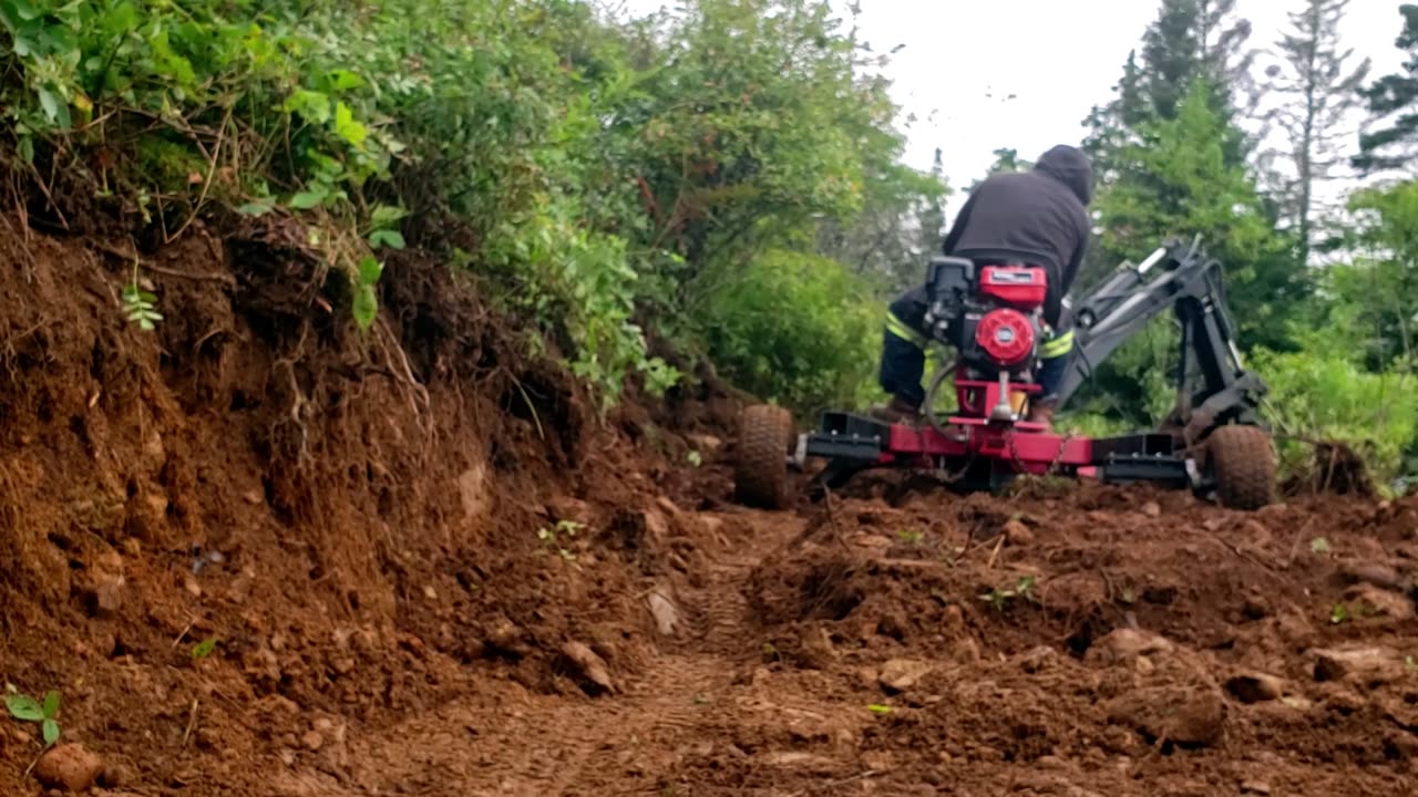 Trail Building With Towable Backhoe - Part 1