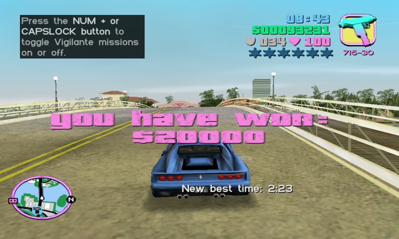 GTA: Vice City Walkthrough - Mission 66 - Race 5: Tour! (without commentary)