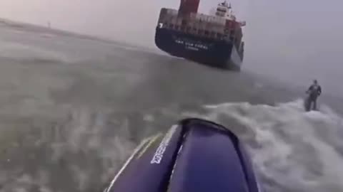 Jet ski goes next to a cruise ship and finds out