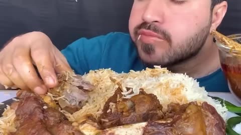 ASMR EATING SPICY MUTTON CURRY🔥 BASMATI RICE #shorts #mukbangn#asmreating #mukbangasmr #asmr (2)